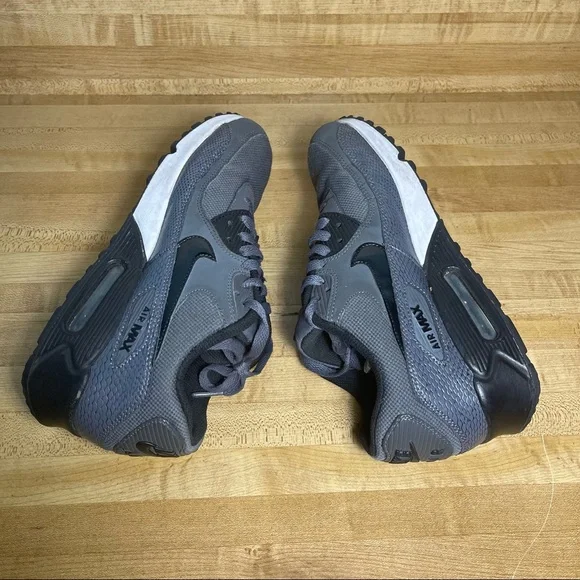 Original Womens Nike  Air Max 90 Trainers Pure Platinum Dark Grey 325213 035 - Picture 7 of 8